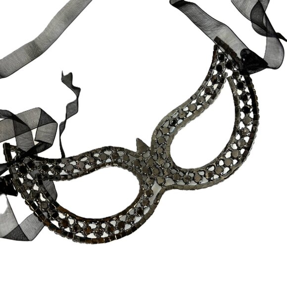 Black Rhinestone Jeweled Metal Harlequin Facemask NWT NOS - Picture 13 of 15